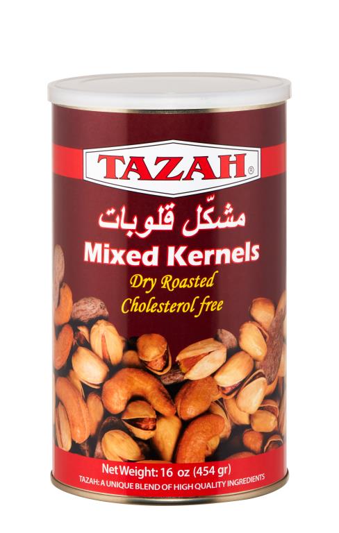 Nuts, dates and dried fruits TAZAH MIXED KERNELS/NUTS EXTRA RED TIN 1 LBS مشكل قلوبات